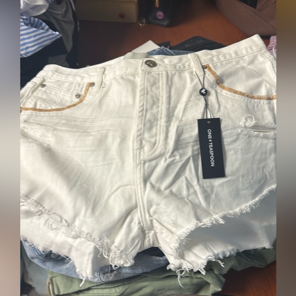ONE TEASPOON White Denim Shorts